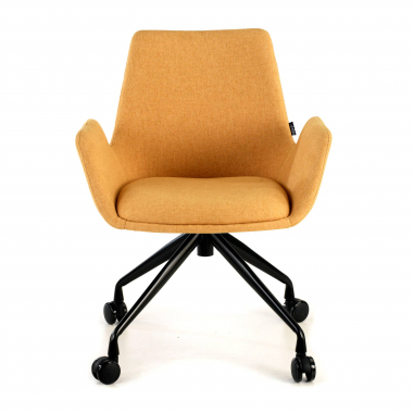 visitor chair yellow swivel with casters fabric upholstered armrests 3