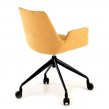 visitor chair yellow swivel with casters fabric upholstered armrests 5