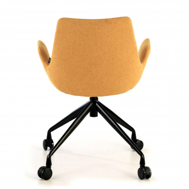 visitor chair yellow swivel with casters fabric upholstered armrests 6