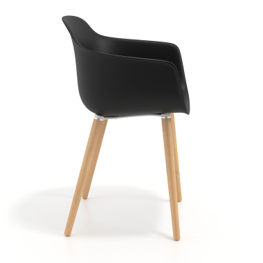 scandinavian chair black wooden swivel plastic fixed armrests 4