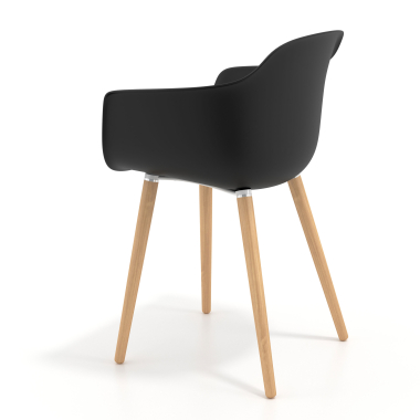scandinavian chair black wooden swivel plastic fixed armrests 6