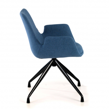 visitor chair blue swivel fabric upholstered armrests 4