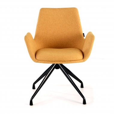 visitor chair black yellow swivel fabric upholstered armrests 3