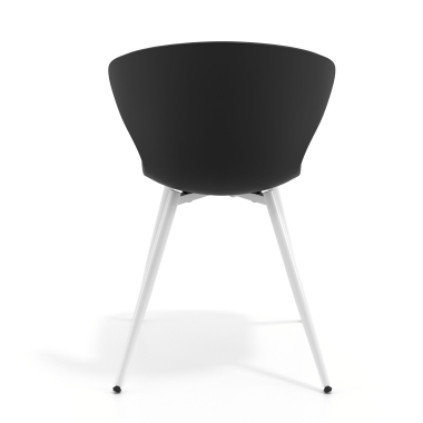 visitor chair white black 4 legs plastic fixed armrests 5