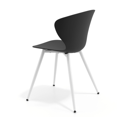 visitor chair white black 4 legs plastic fixed armrests 6