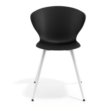 visitor chair white black 4 legs plastic fixed armrests 3
