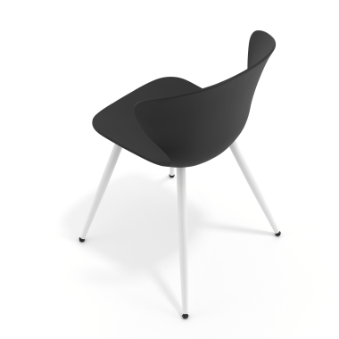 visitor chair white black 4 legs plastic fixed armrests 7