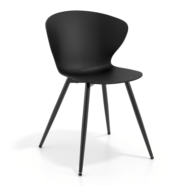 visitor chair black 4 legs plastic fixed armrests 1