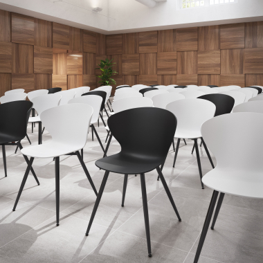 visitor chair black 4 legs plastic fixed armrests 2