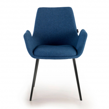 visitor chair blue 4 legs fabric upholstered armrests 3