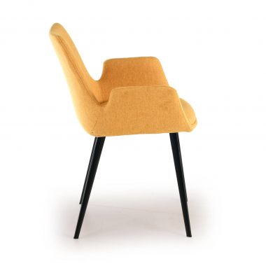 visitor chair black yellow 4 legs fabric upholstered armrests 4