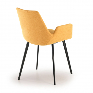 visitor chair black yellow 4 legs fabric upholstered armrests 5