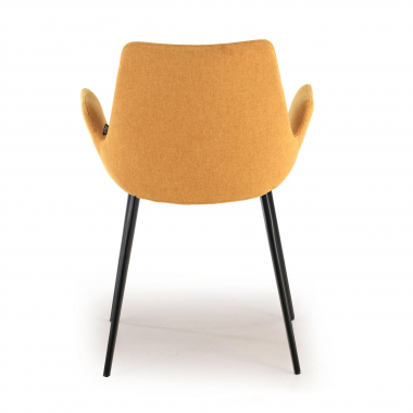 visitor chair black yellow 4 legs fabric upholstered armrests 6