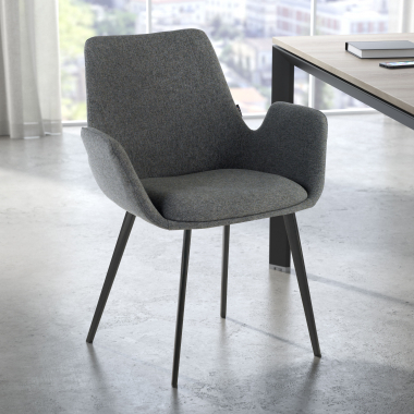 visitor chair black anthracite 4 legs fabric upholstered armrests 2