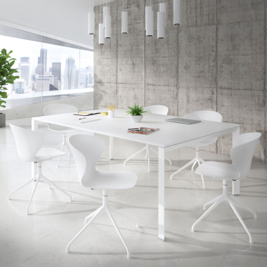 meeting room chair white pyramid base plastic fixed armrests 2