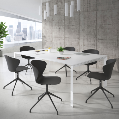 meeting room chair black pyramid base plastic fixed armrests 2