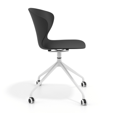 meeting room chair white black with casters plastic fixed armrests 4