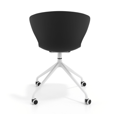 meeting room chair white black with casters plastic fixed armrests 5