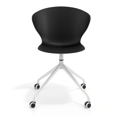 meeting room chair white black with casters plastic fixed armrests 3