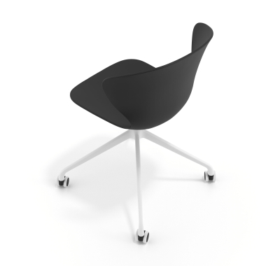 meeting room chair white black with casters plastic fixed armrests 7