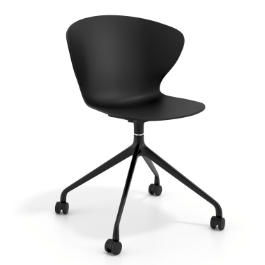 meeting room chair black with casters plastic fixed armrests 1