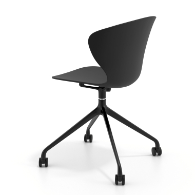 meeting room chair black with casters plastic fixed armrests 6