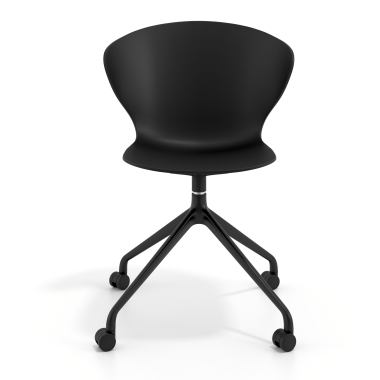 meeting room chair black with casters plastic fixed armrests 3