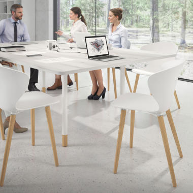 scandinavian chair white wooden legs plastic fixed armrests 2