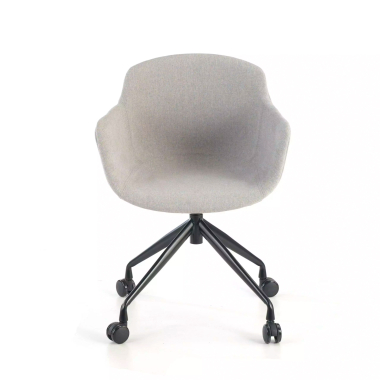 visitor chair black gray swivel with casters fabric upholstered armrests 3
