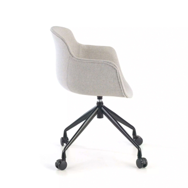visitor chair black gray swivel with casters fabric upholstered armrests 5