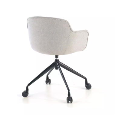 visitor chair black gray swivel with casters fabric upholstered armrests 6