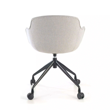 visitor chair black gray swivel with casters fabric upholstered armrests 7