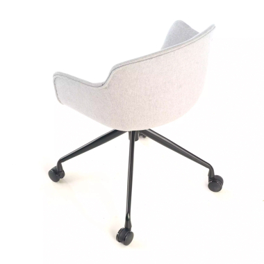 visitor chair black gray swivel with casters fabric upholstered armrests 8