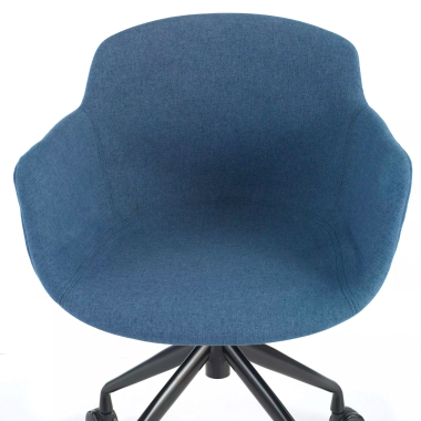visitor chair blue swivel with casters fabric upholstered armrests 4
