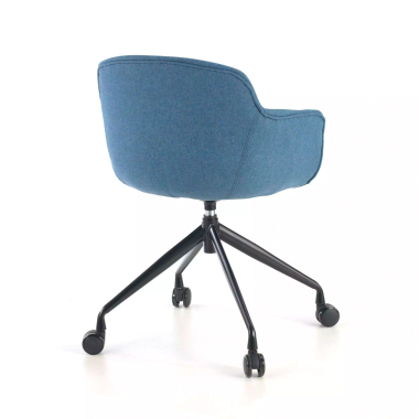 visitor chair blue swivel with casters fabric upholstered armrests 6