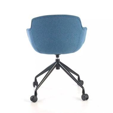 visitor chair blue swivel with casters fabric upholstered armrests 7