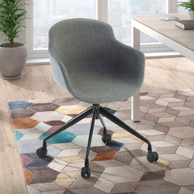 visitor chair black anthracite swivel with casters fabric upholstered armrests 2