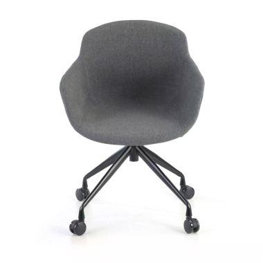visitor chair black anthracite swivel with casters fabric upholstered armrests 3