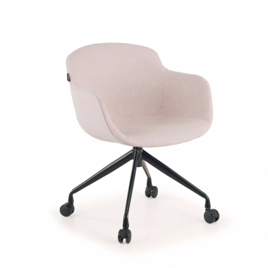 visitor chair black beige swivel with casters fabric upholstered armrests 1