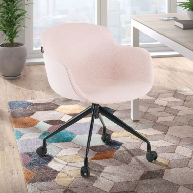 visitor chair black beige swivel with casters fabric upholstered armrests 2