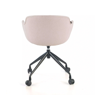 visitor chair black beige swivel with casters fabric upholstered armrests 3