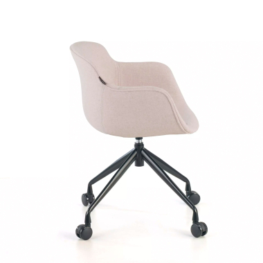 visitor chair black beige swivel with casters fabric upholstered armrests 4