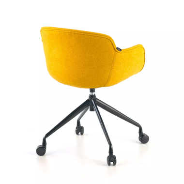 visitor chair black yellow swivel with casters fabric upholstered armrests 6