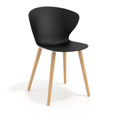 scandinavian chair black wooden legs plastic fixed armrests 1
