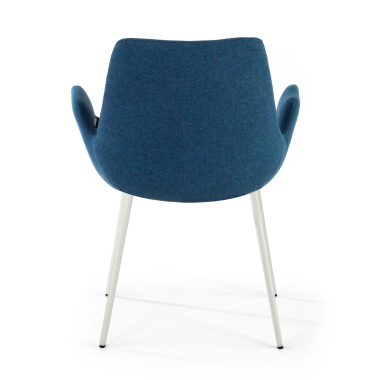 visitor chair white blue 4 legs fabric upholstered armrests 6