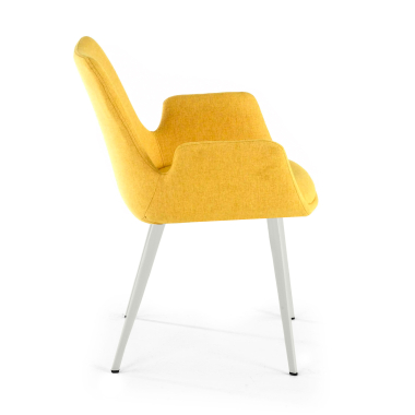 visitor chair yellow 4 legs fabric upholstered armrests 4
