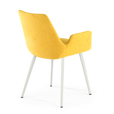 visitor chair yellow 4 legs fabric upholstered armrests 5