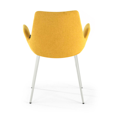 visitor chair yellow 4 legs fabric upholstered armrests 6