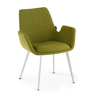 visitor chair green 4 legs fabric upholstered armrests 1