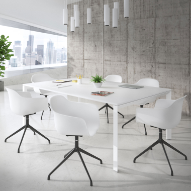 meeting room chair white pyramid base plastic fixed armrests 2